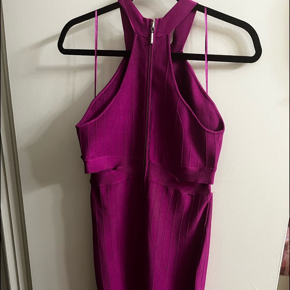 NWT, Guess Brand, Fuchsia, Halter, Body Con style, short, Mini Dress - Picture 5 of 13